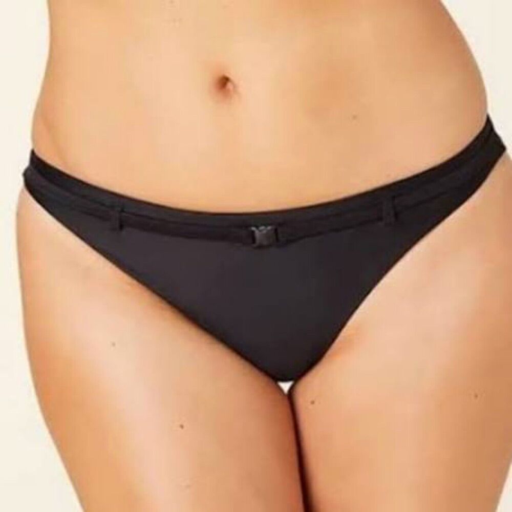 ANDIE The Riviera Bikini Bottom XS Belted Black Solid #AB354 NWT B48